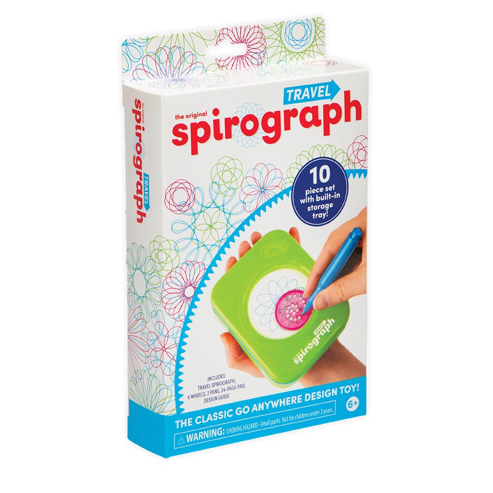 Spirograph Travel Design Set for Ages 5+ | Portable Art Kit with 6 Wheels and 2 Pens