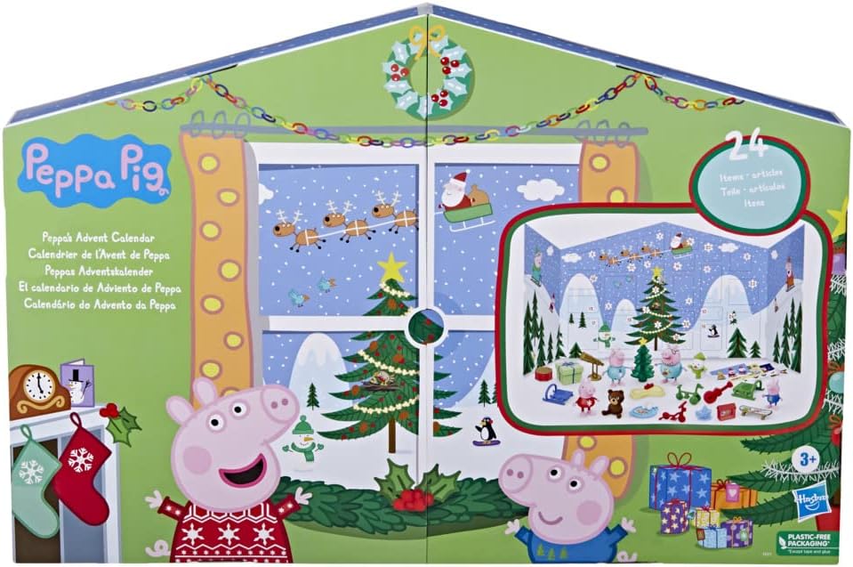 Peppa Pig Peppa's Advent Calendar Toy, 24 Holiday Surprises with Figures and Stickers [Toy Set] 4