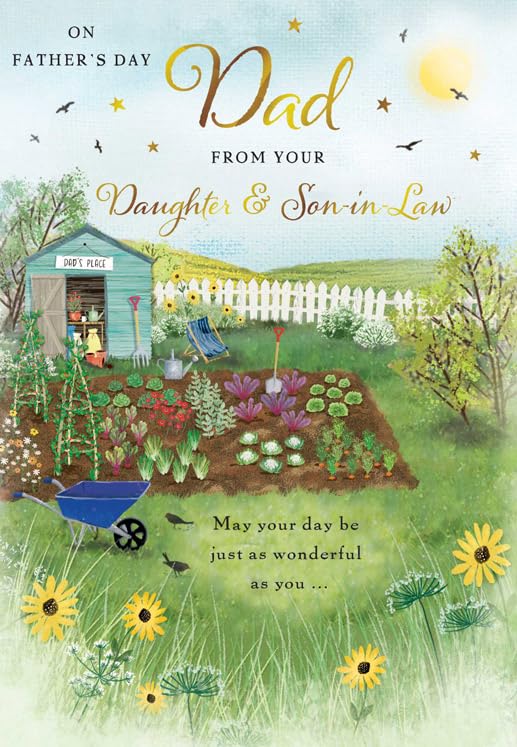 Piccadilly Greetings Father's Day Card for Dad from Daughter & Son in Law | 9 x 6 Inches