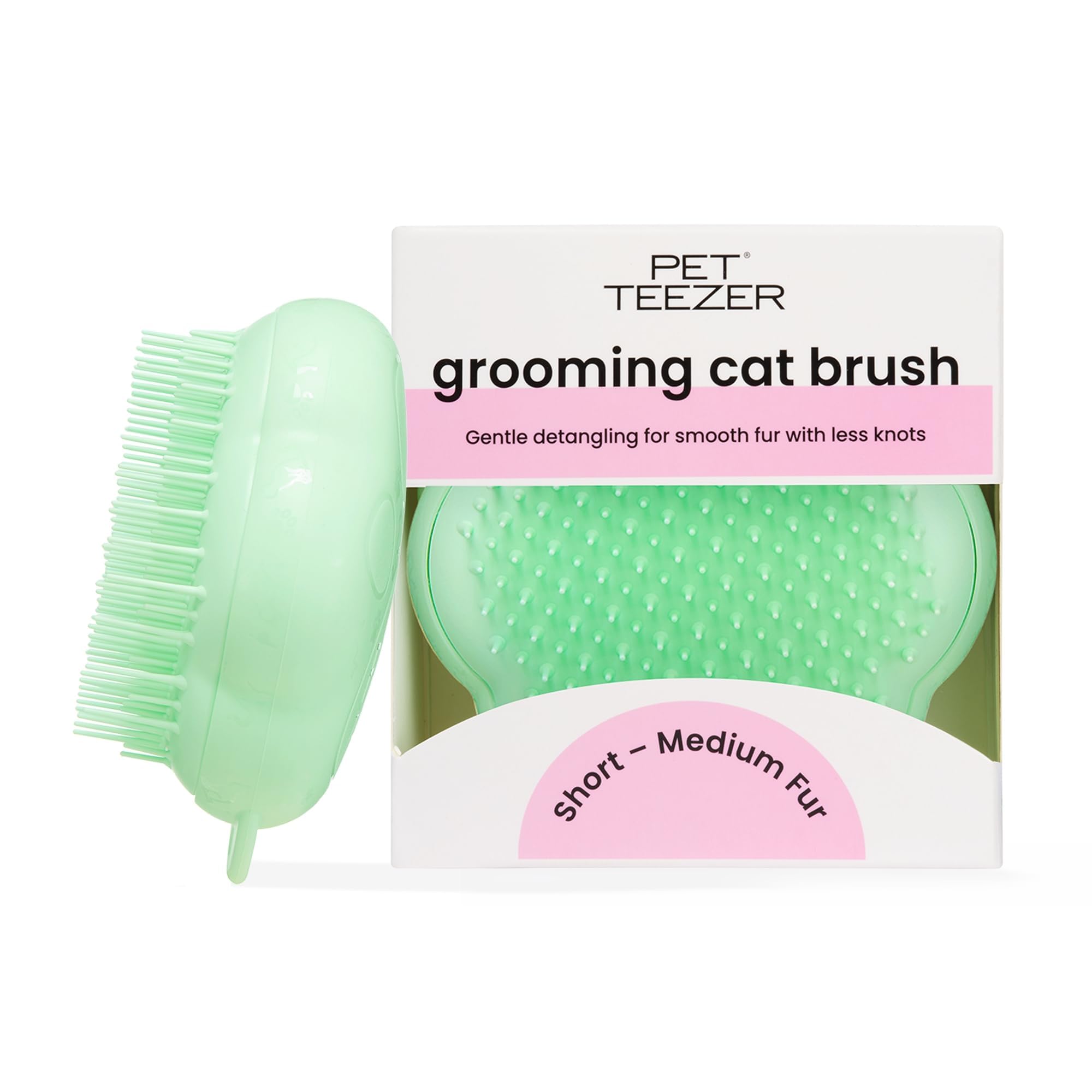Tangle Teezer Pet Teezer Cat Brush - For Short to Medium Fur | Green Plastic