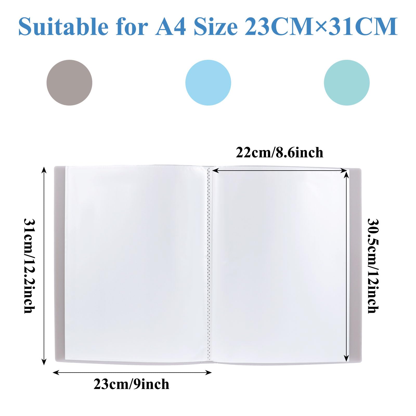 ASelected 6-Pack A4 Display Folders with 30 Pockets Each | Plastic Sleeves | Multi-Color 2