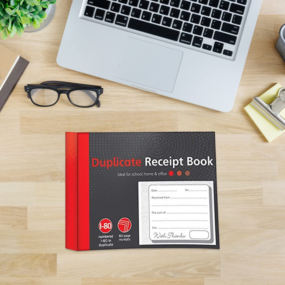 1ABOVE Duplicate Receipt Book - 80 Numbered Pages | Half Size (5"x4") | Duplicate Copy Record Keeping 7