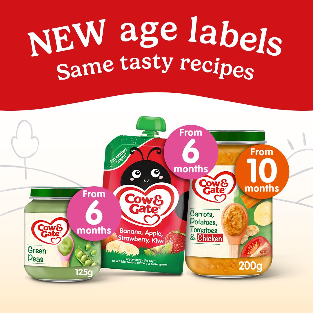 Cow & Gate Fruit Pouch Apple Pear Banana & Apricot Baby Food Snacks, 6x100G, Suitable from 4 Months 2