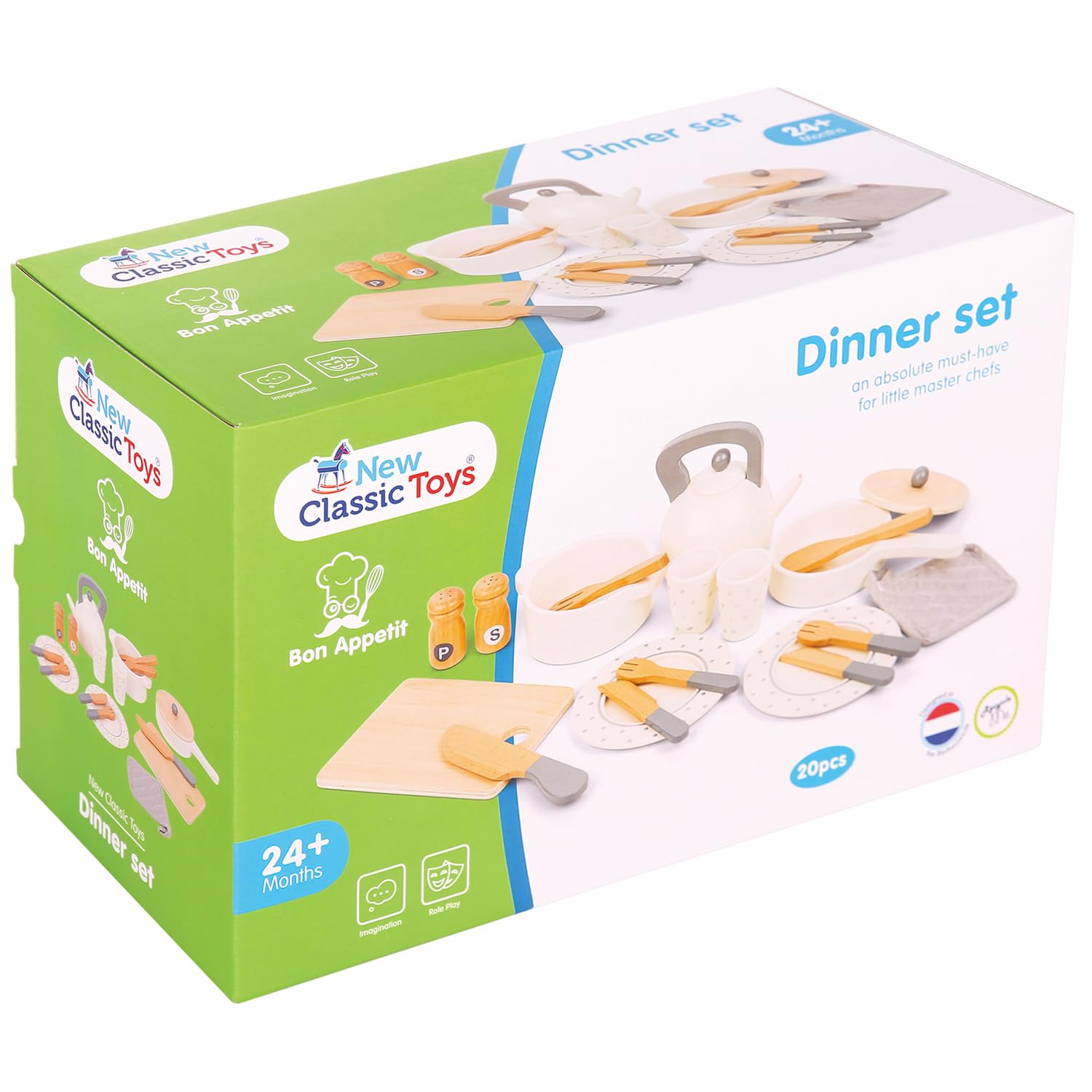 New Classic Toys Dinner Set for Kids - Wood Material 6