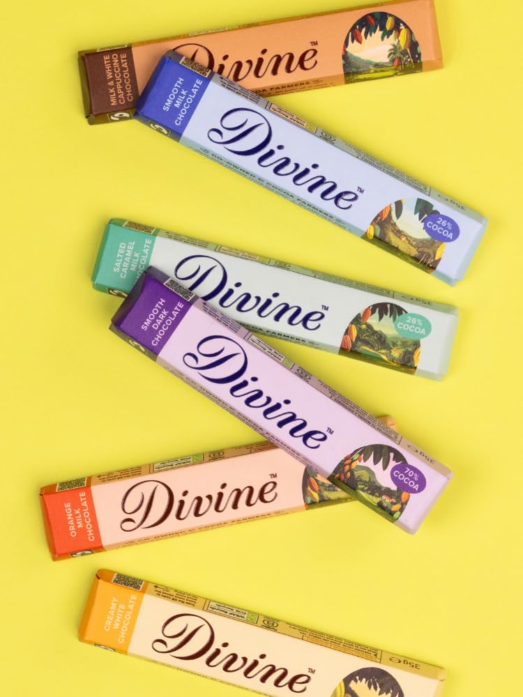 Divine 70% Cocoa Dark Chocolate Bars - 35g Each, Pack of 30 6