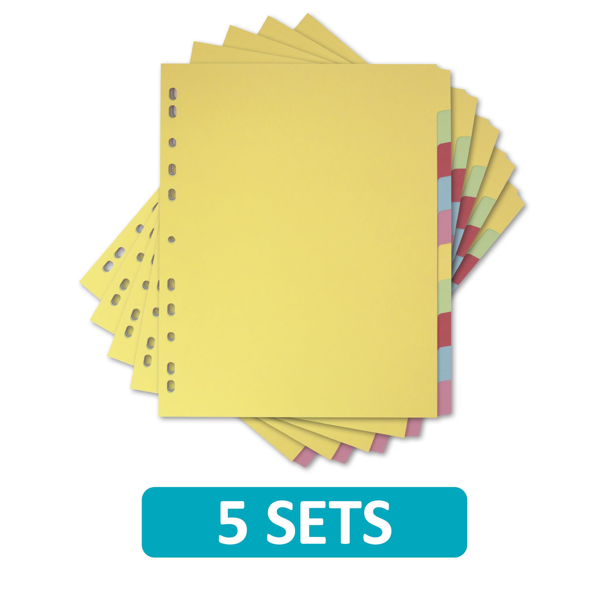 Elba A4+ 10 Part Card Dividers, Assorted Color, 5 Packs of 10 | Durable Cardboard Filing System 2