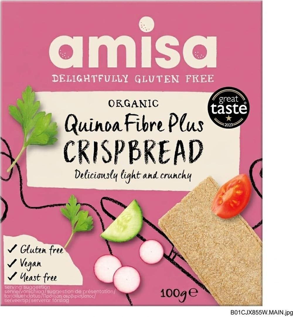 Amisa Quinoa Fibre Crispbread - 100g, Gluten-Free, High Fibre, Organic