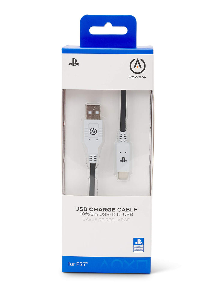 PowerA USB-C Charging Cable for PlayStation 5 DualSense Controller - 10ft with Velcro Strap