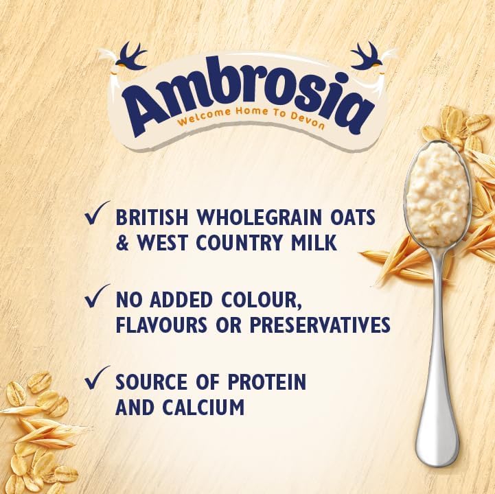 Ambrosia Original Ready to Eat Porridge Pots with British Wholegrain Oats, 210g (Pack of 6)