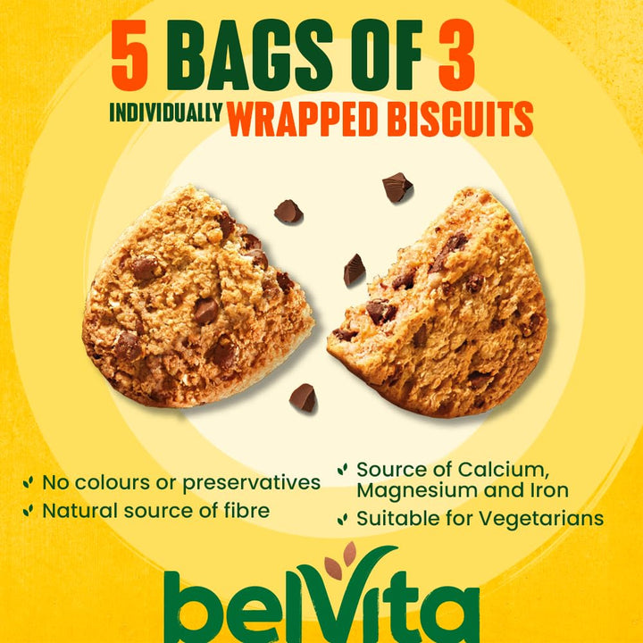 Belvita Breakfast Biscuits Honey and Nuts, 50g - Crunchy Wholegrain Biscuits with Honey, Nuts & Chocolate Chips