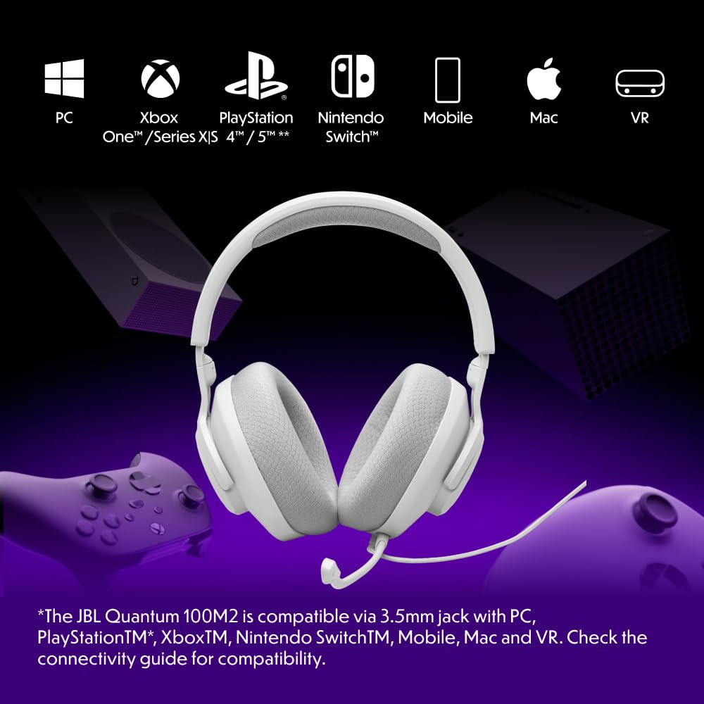 JBL Quantum 100M2 Wired Over-Ear Gaming Headset with JBL QuantumSOUND Signa 8