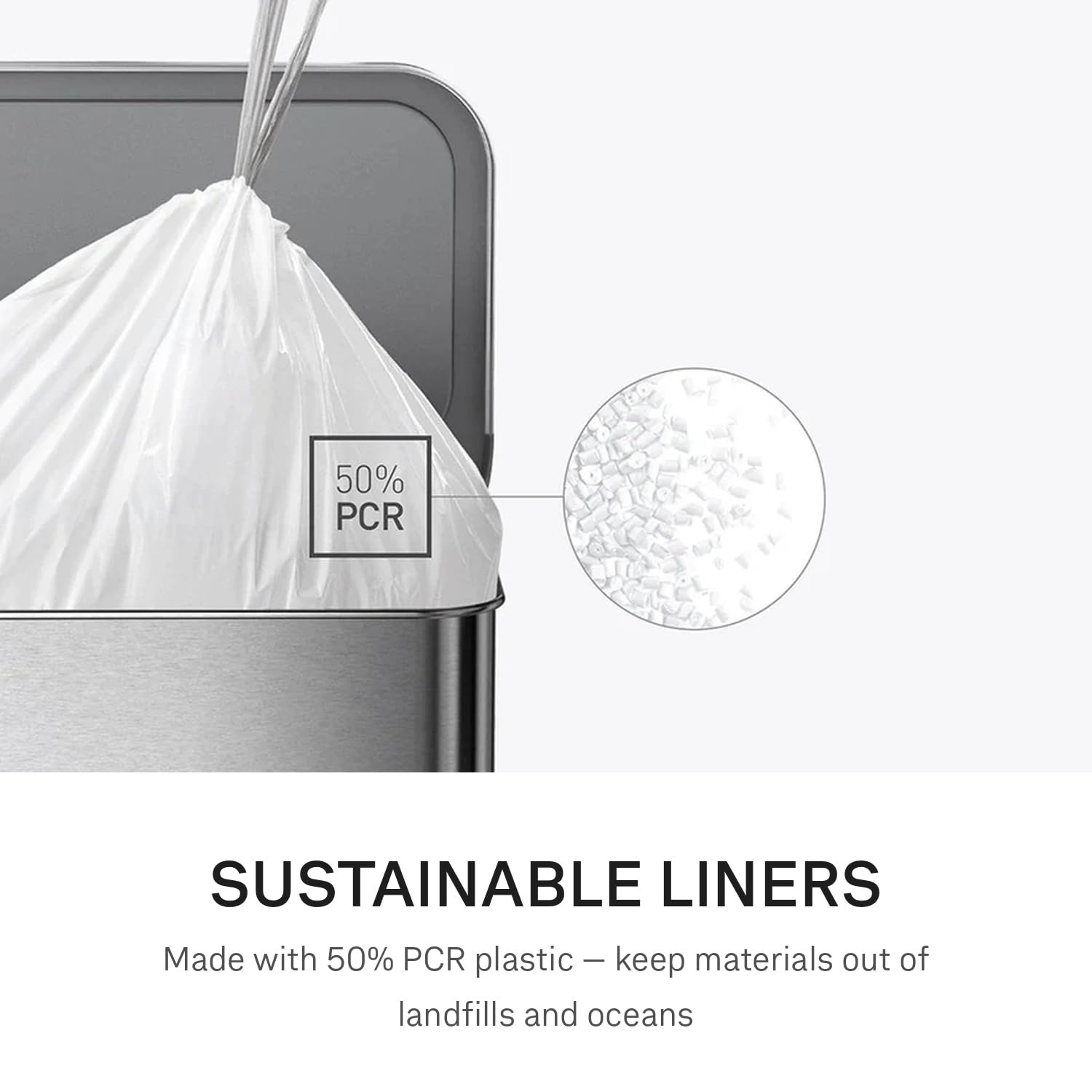 simplehuman Code N Custom Fit Bin Liners - 50 Litre Capacity, White Plastic, Pack of 20 4