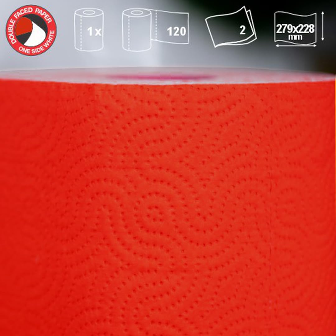 Renova Red Paper Towel 1 Roll, 2-Ply, FSC Certified, Kitchen Roll 9