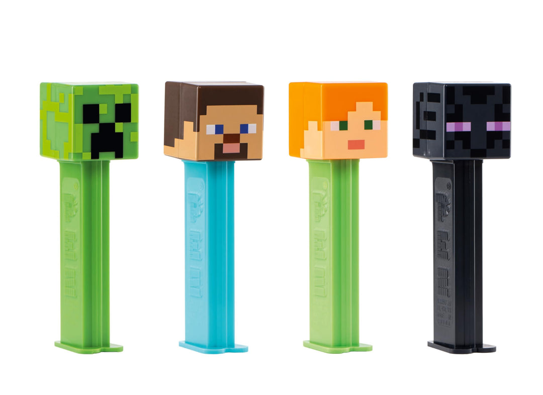 PEZ Minecraft Character Sweet Dispensers - Steve, Alex, Creeper & Ender Dragon Candy Dispenser Pack