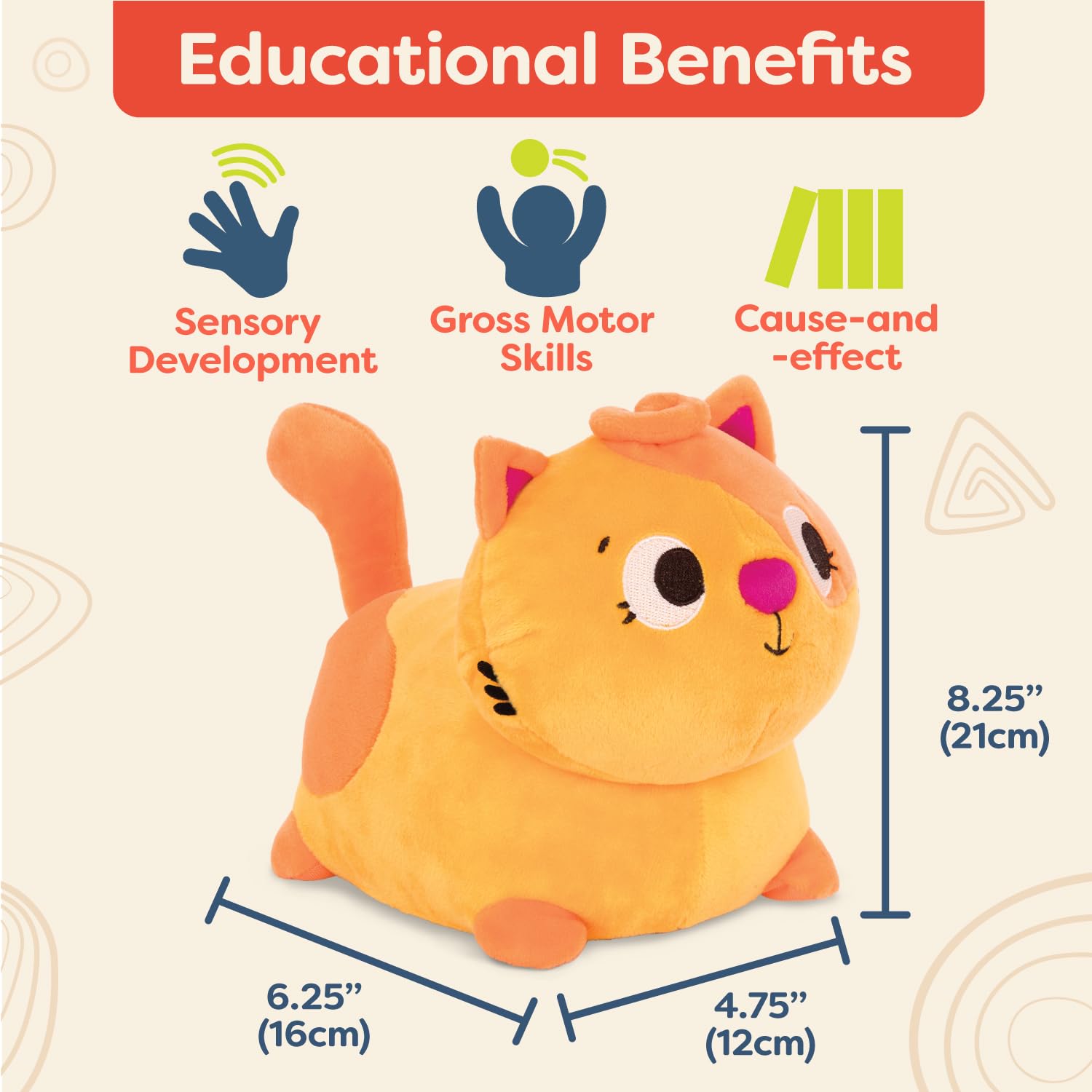 B. toys Plush Crawling Cat - Interactive Meowing Toy | Ages 6m+ | 6.25 inches 4