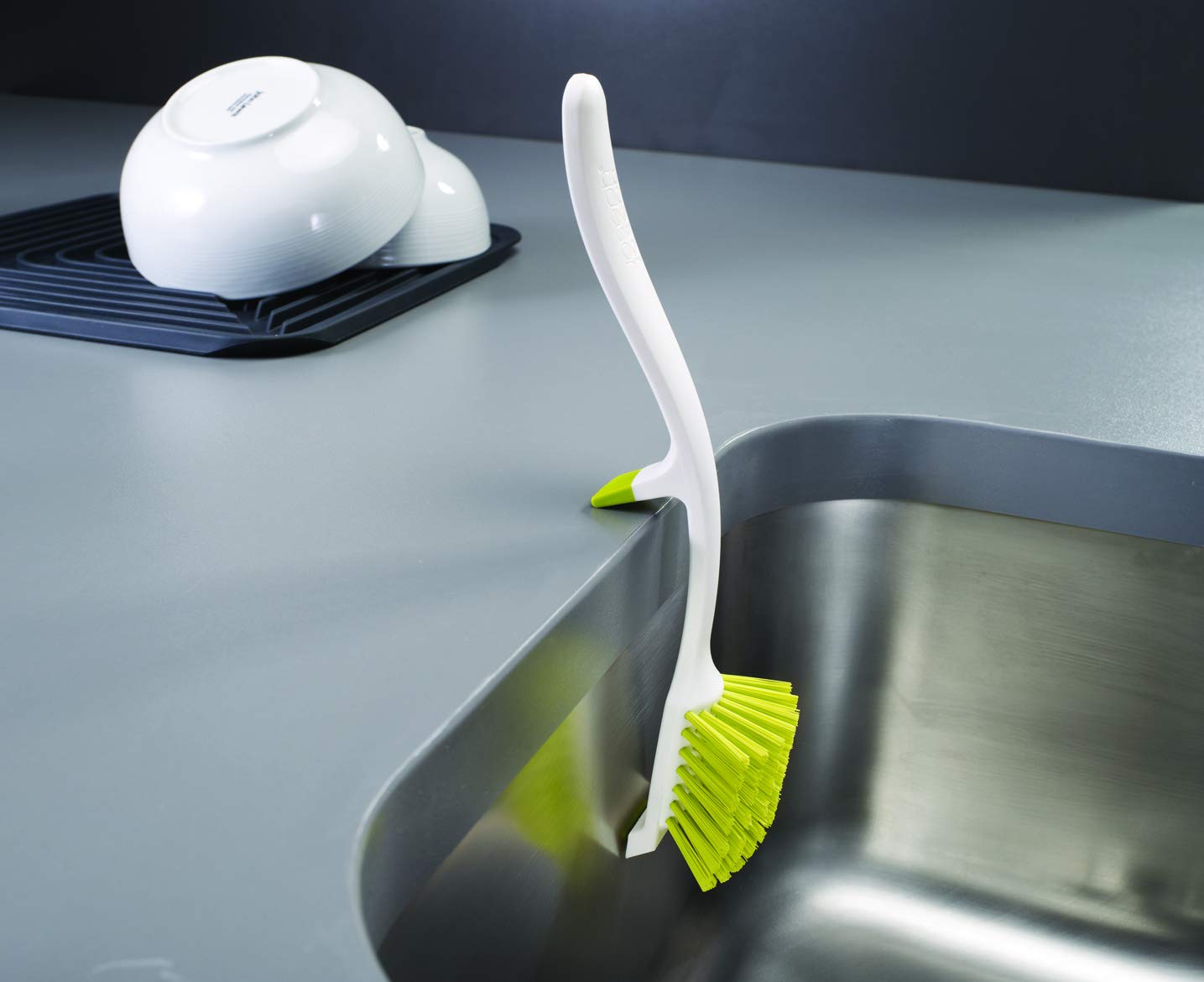 Joseph Joseph Edge Dish Brush - Integrated Sink Rest & Pan Scraper | Grey 2