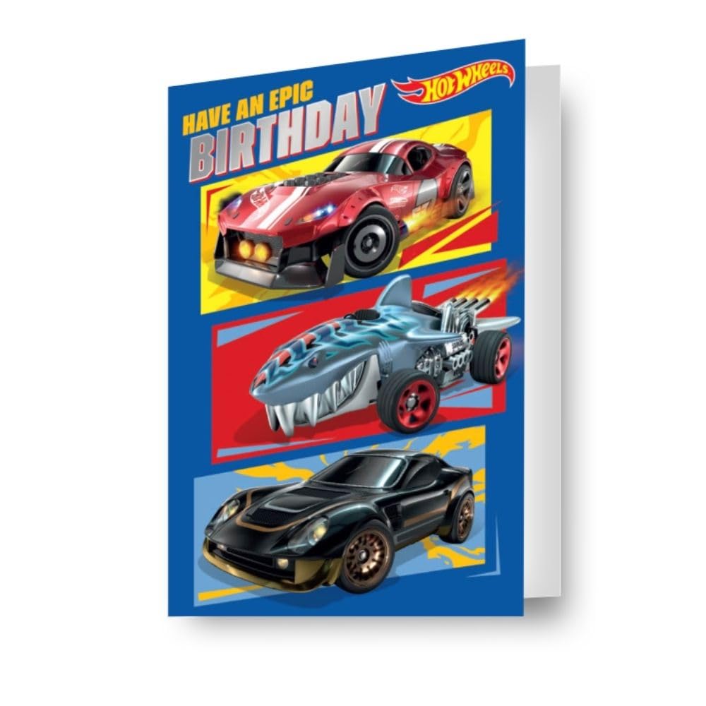 Danilo Promotions LTD Hot Wheels Birthday Card with Dynamic Lenticular 3D Effects | 17cm x 23cm 1