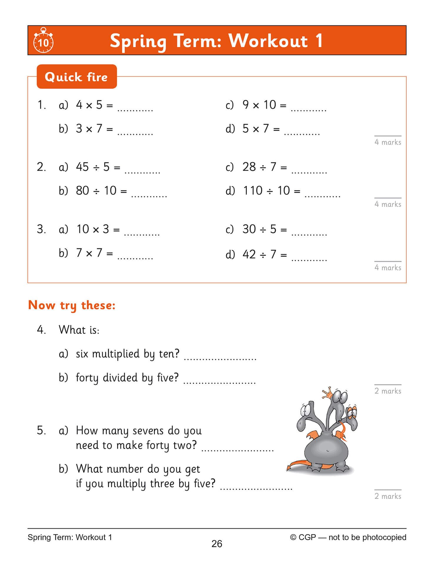 CGP Books KS2 Maths: Times Tables 10-Minute Weekly Workouts - Year 4 | Ages 8-9 | Paperback 2