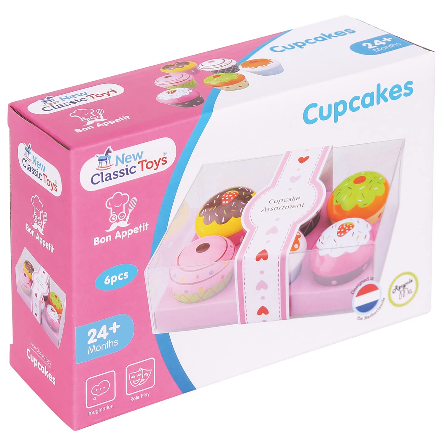 New Classic Toys Wooden Cupcake Assortment in Gift Box - 6 Pieces, Age 36m+ 13