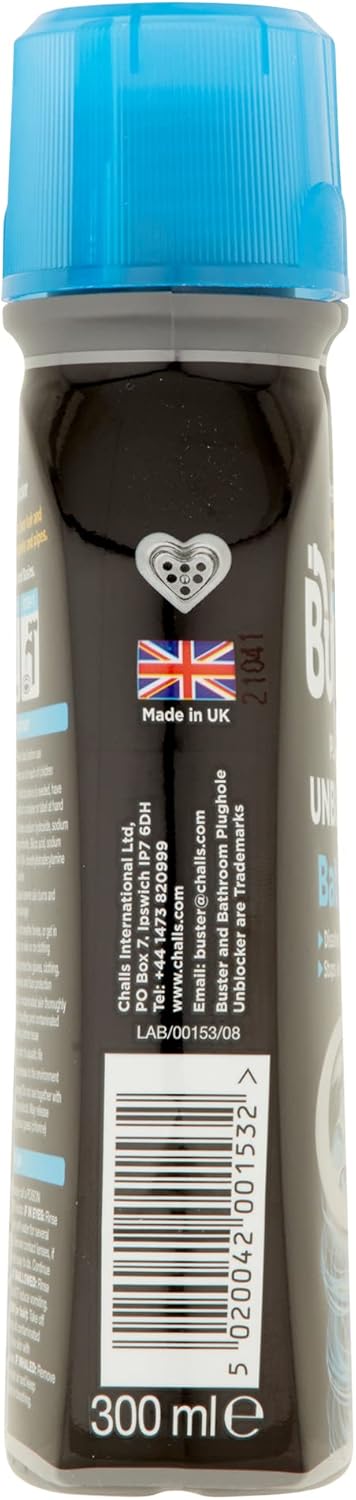 Buster Bathroom Drain Unblocker 300ml, Pack of 2 – Fast-Acting Sink & Shower Unblocker for Hair and Soap Scum