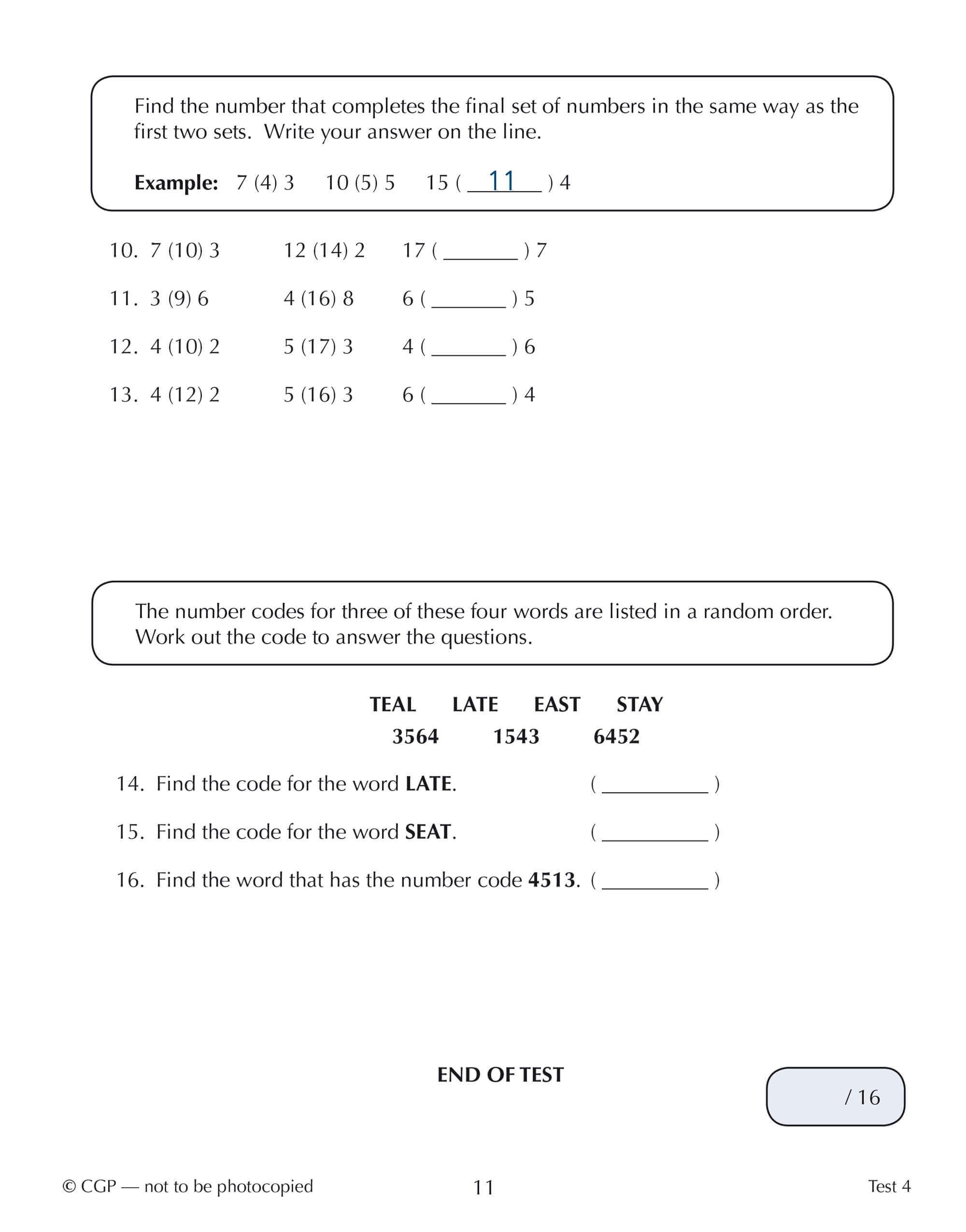 CGP 11+ GL 10-Minute Tests: Verbal Reasoning for Ages 10-11 (with Online Edition) 3