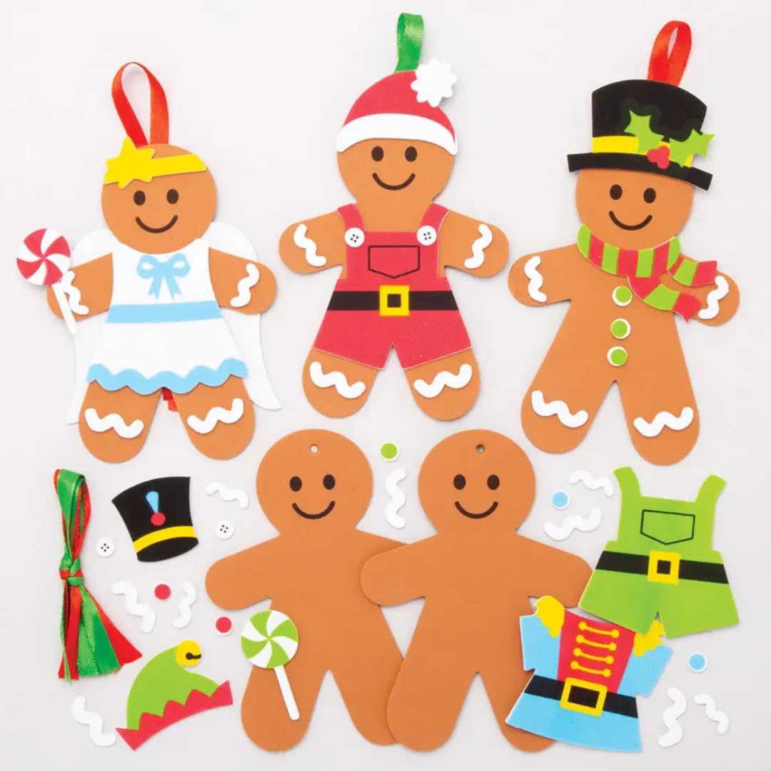 Baker Ross AT192 Gingerbread Man Mix & Match Decoration - Pack of 6, Christmas Craft Kit 1
