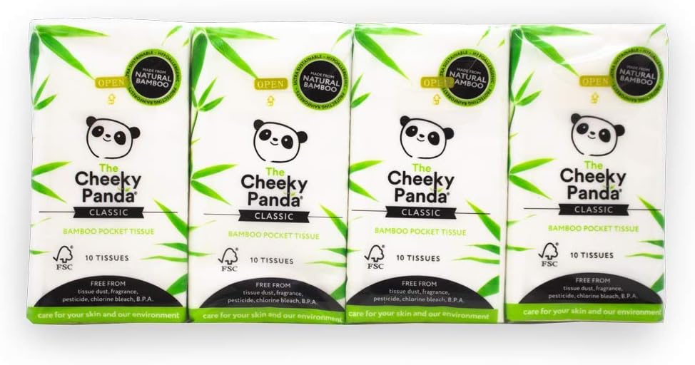 The Cheeky Panda - Bamboo Pocket Tissues 8-Pack | 3-Ply Hypoallergenic Travel Tissues