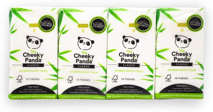 The Cheeky Panda - Bamboo Pocket Tissues 8-Pack | 3-Ply Hypoallergenic Travel Tissues