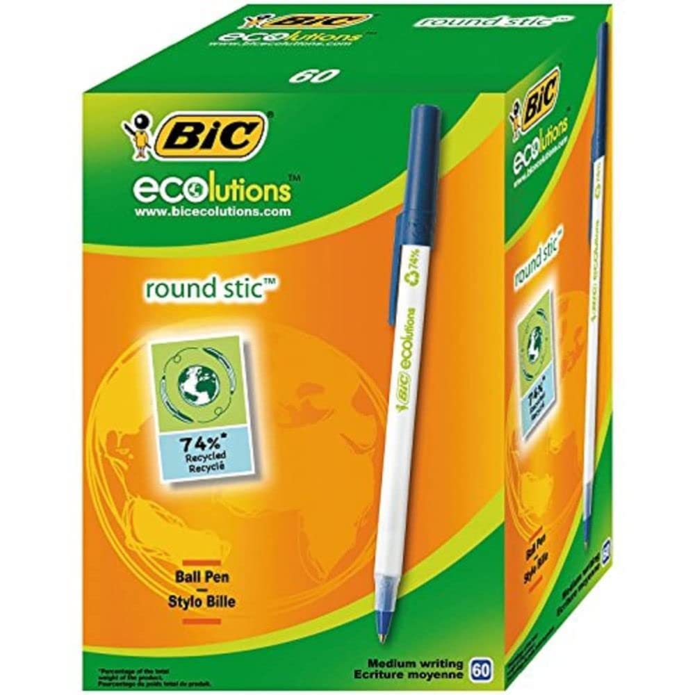 BIC Ecolutions Round Stic Pens - Blue (Box of 60) 1