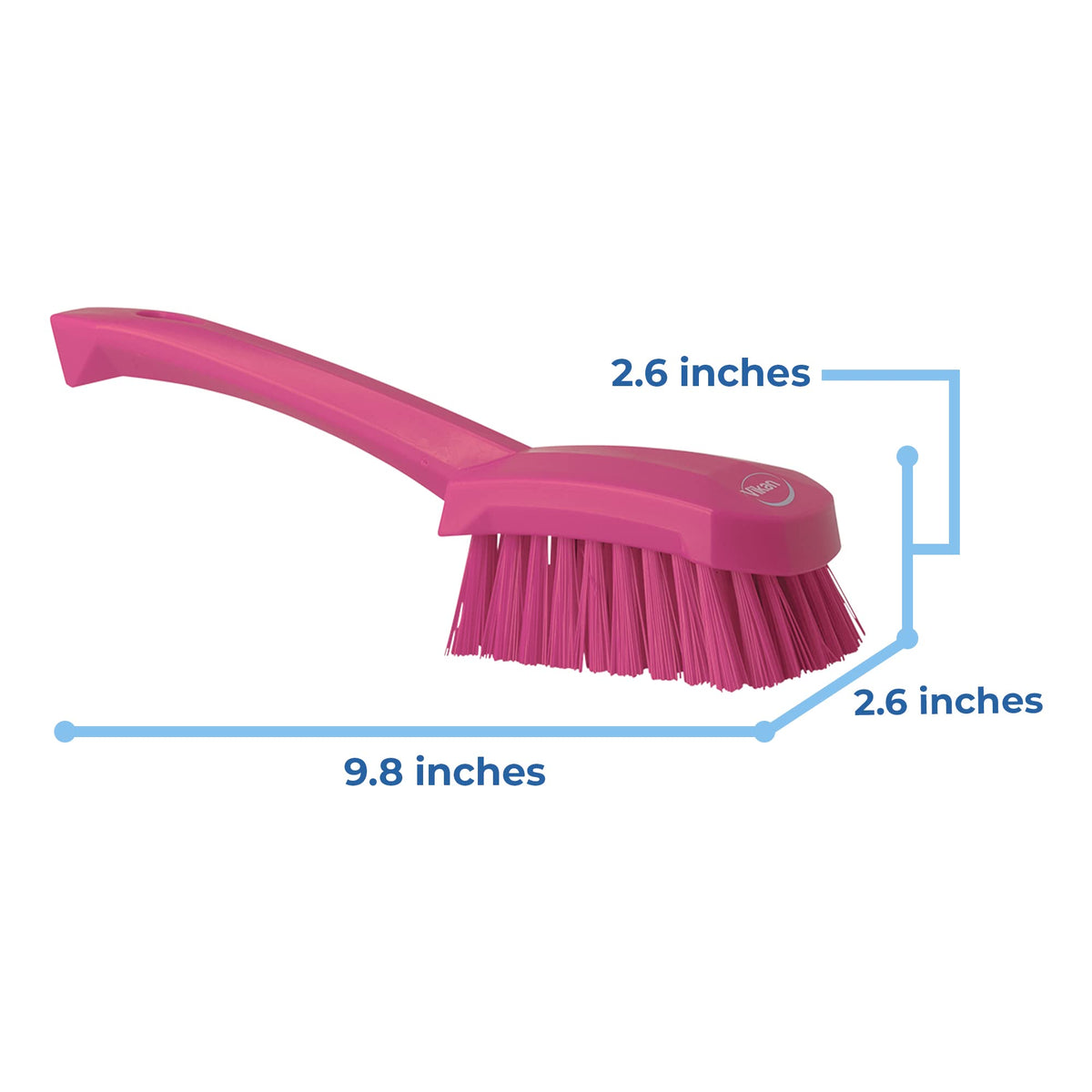 Vikan Stiff Scrubbing Hand Brush - Short Handle, Pink, Model 41921