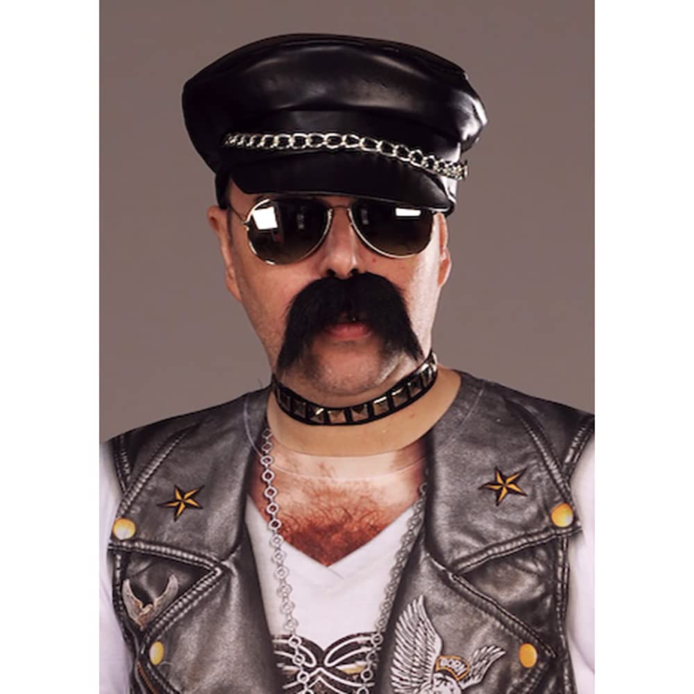 Bristol Novelty Black Leather Punk Cap - 1 Piece, One Size