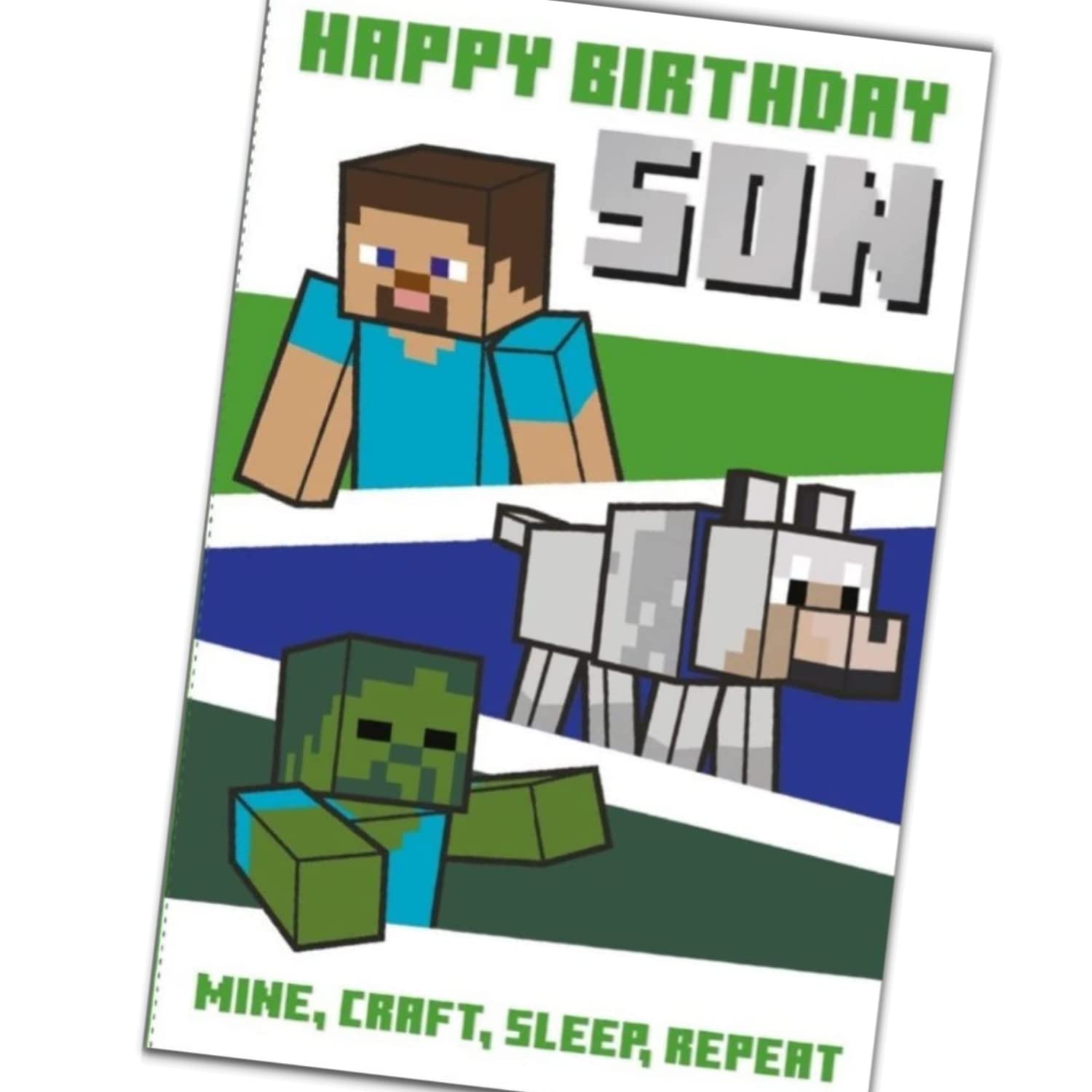 Danilo Promotions LTD Minecraft Son Birthday Card | 9 x 6 Inch Gaming Card