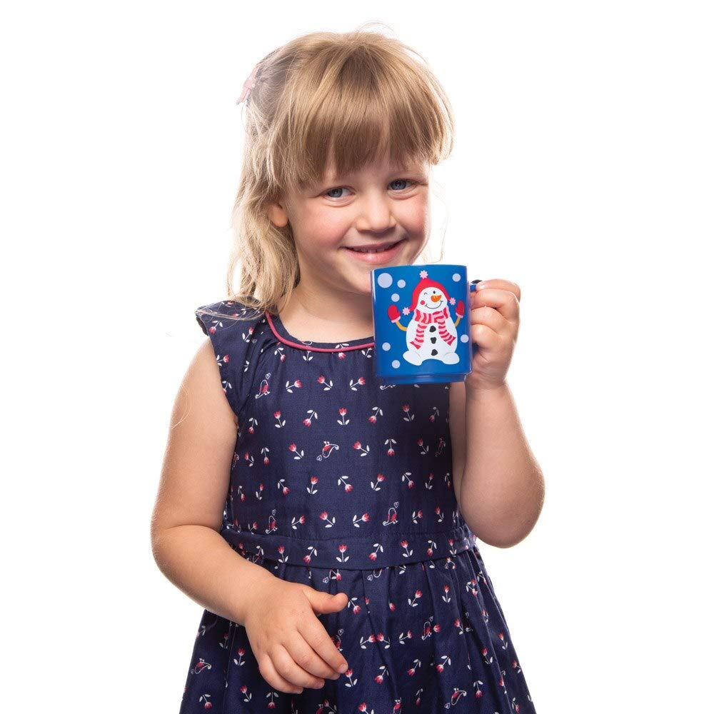 Baker Ross Jolly Snowman Mugs - Christmas Party Favour Mugs for Kids (Pack of 4)