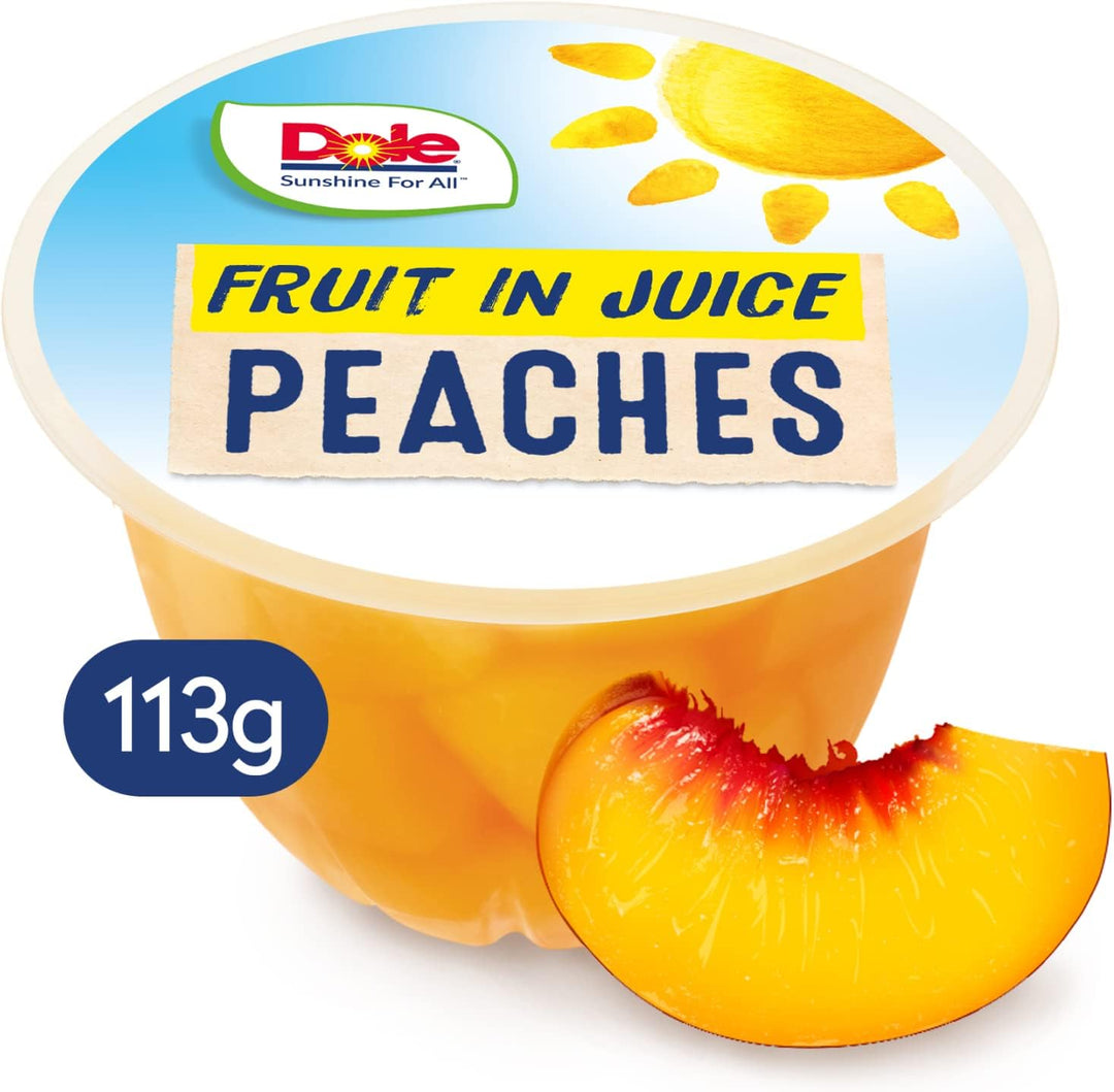 Dole - Peach in Juice 3 x 4 Packs, Healthy Fruit Snack with No Added Sugar