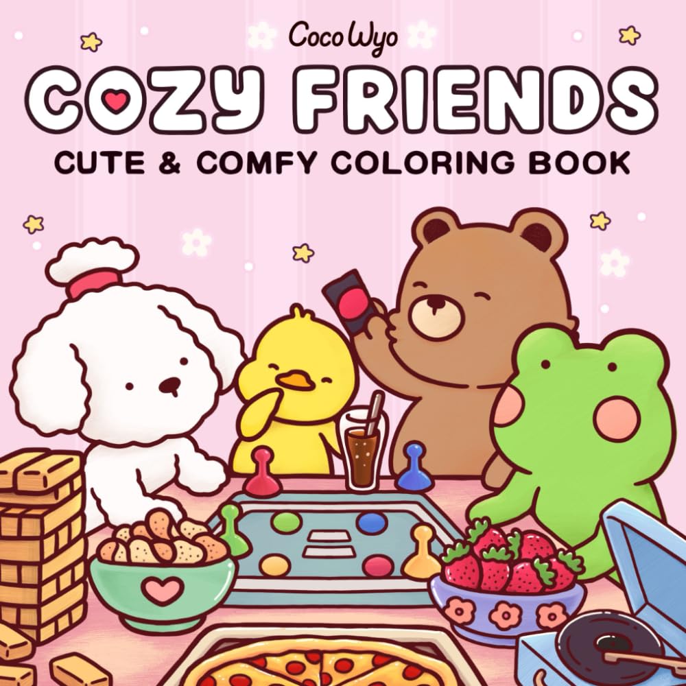 Coco Wyo Cozy Friends: Coloring Book for Adults and Teens | 40 Pages | 8.5 x 8.5 in