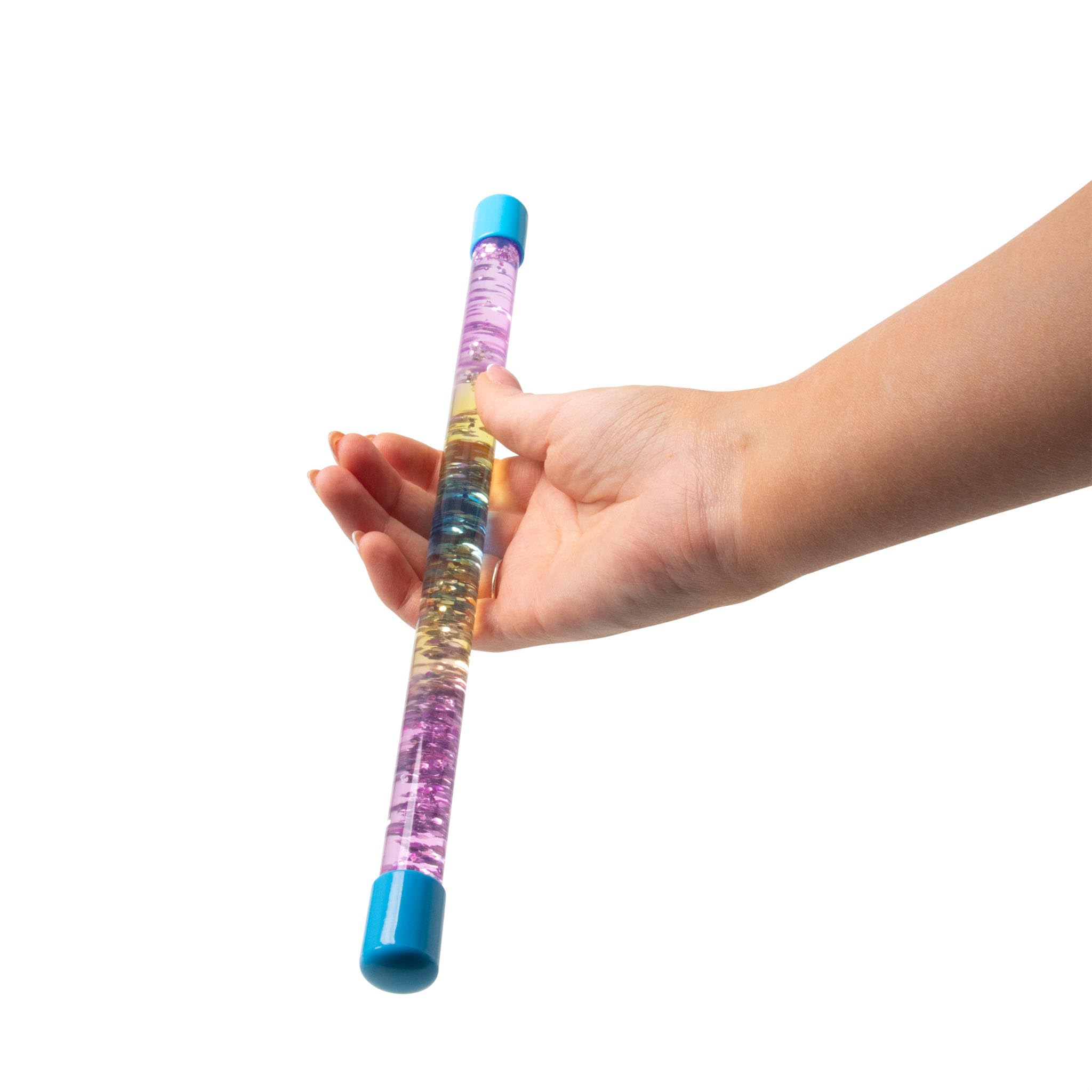 HGL Sensory Fidget Stick - Rainbow Glitter Swirl | Pink & Blue Ends | Ages 3+