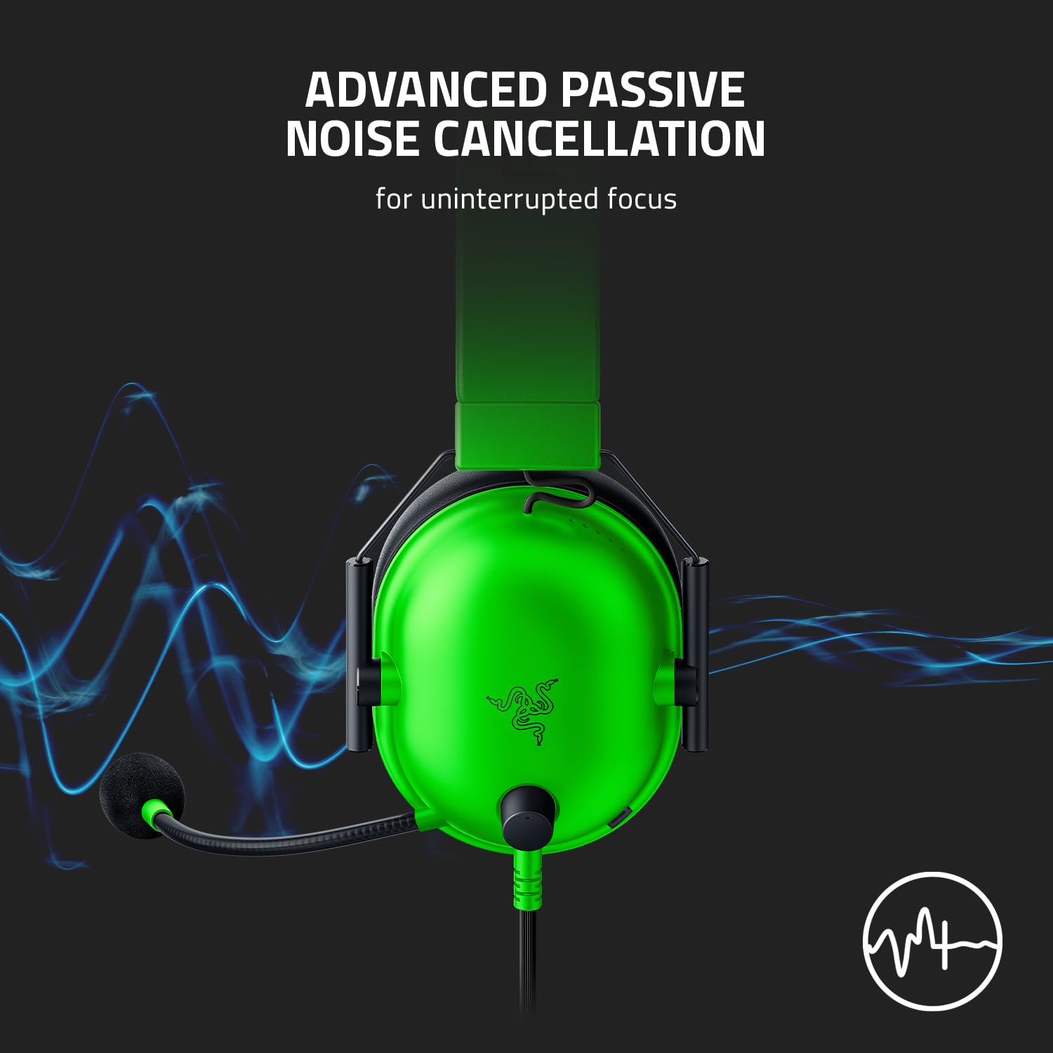 Razer BlackShark V2 X - Multi-Platform Wired Esports Headset (Triforce 50 mm Drivers, Advanced Passive Noise Cancellation, 7.1 Surround Sound, Hyperclear Cardioid Mic) Green 9
