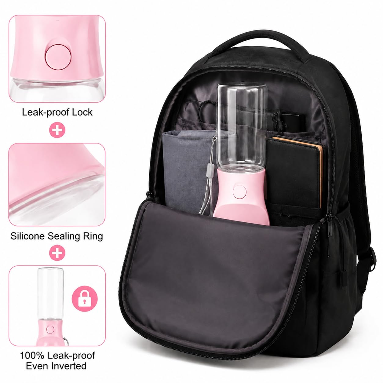 Muexoee Dog Water Bottle - 350ml Sakura Pink Portable Travel Water Dispenser 3