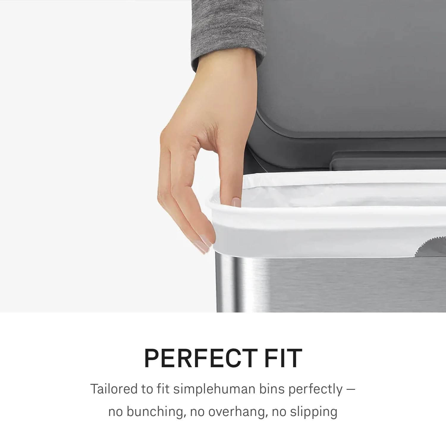 simplehuman Code N Custom Fit Bin Liners - 50 Litre Capacity, White Plastic, Pack of 20 2