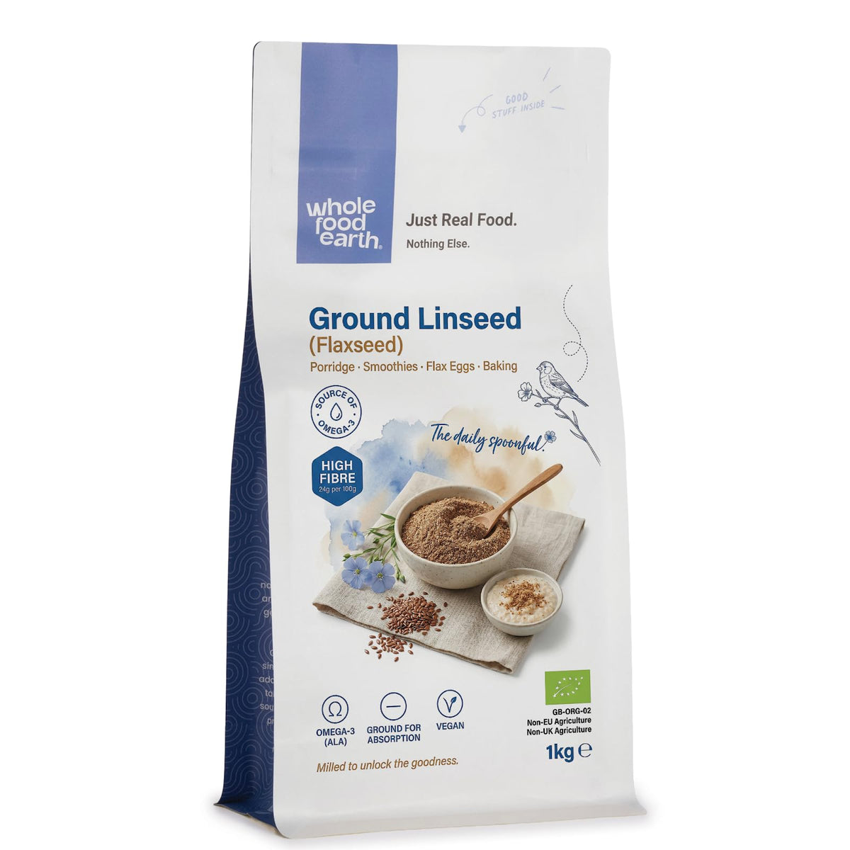Wholefood Earth Organic Ground Flaxseed (Linseed) - 1 kg
