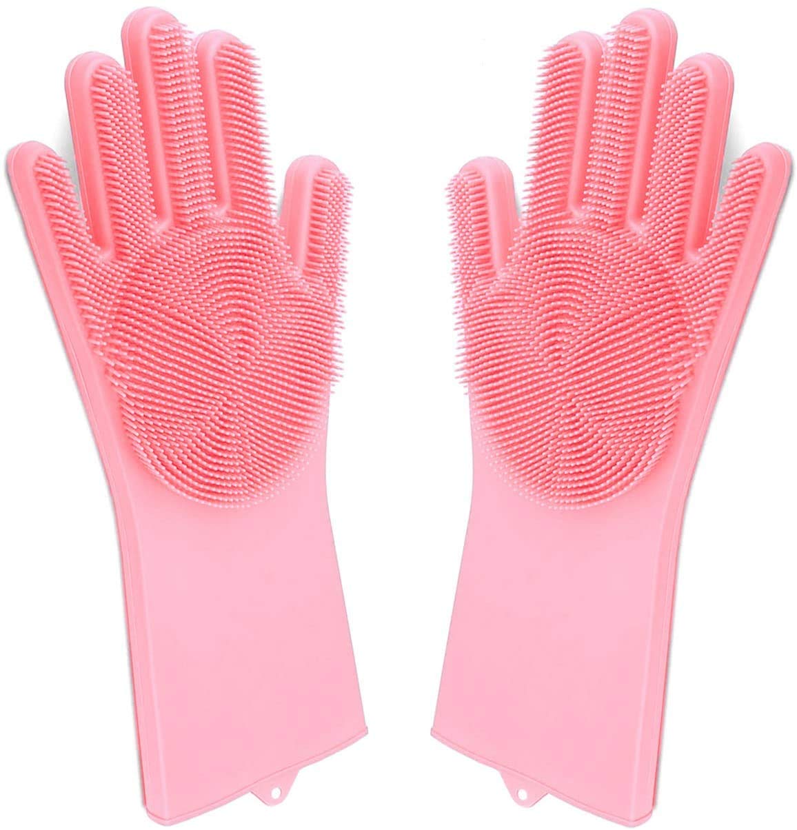 Taylor & Brown Magic Dishwashing Gloves - Reusable Silicone Scrubber Pair | Pink | Adult 1