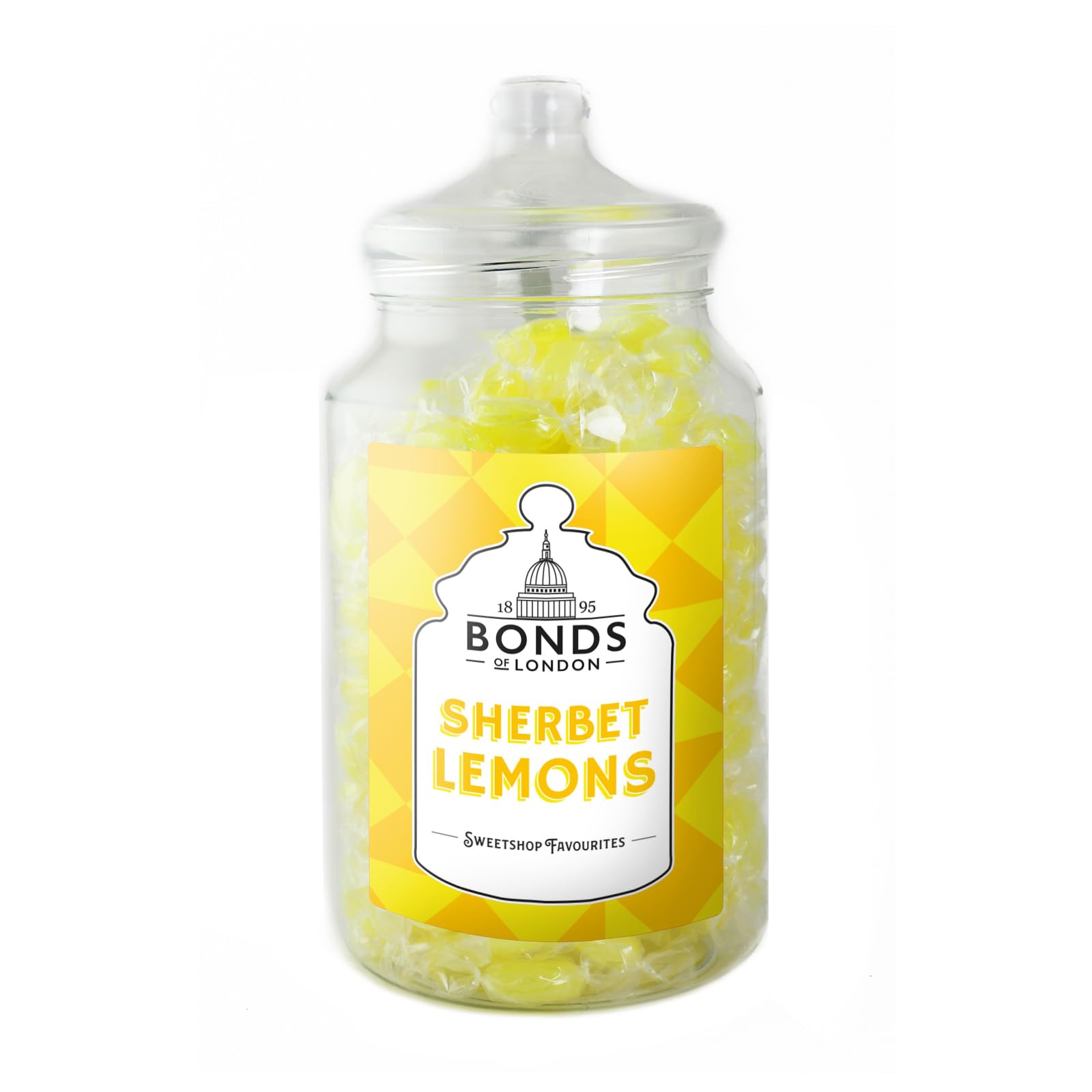 Bonds of London - Lemon Sherbets Jar Retro Chewy Sweets, 1.7 kg Vegetarian Fizzy Citrus Treats 1