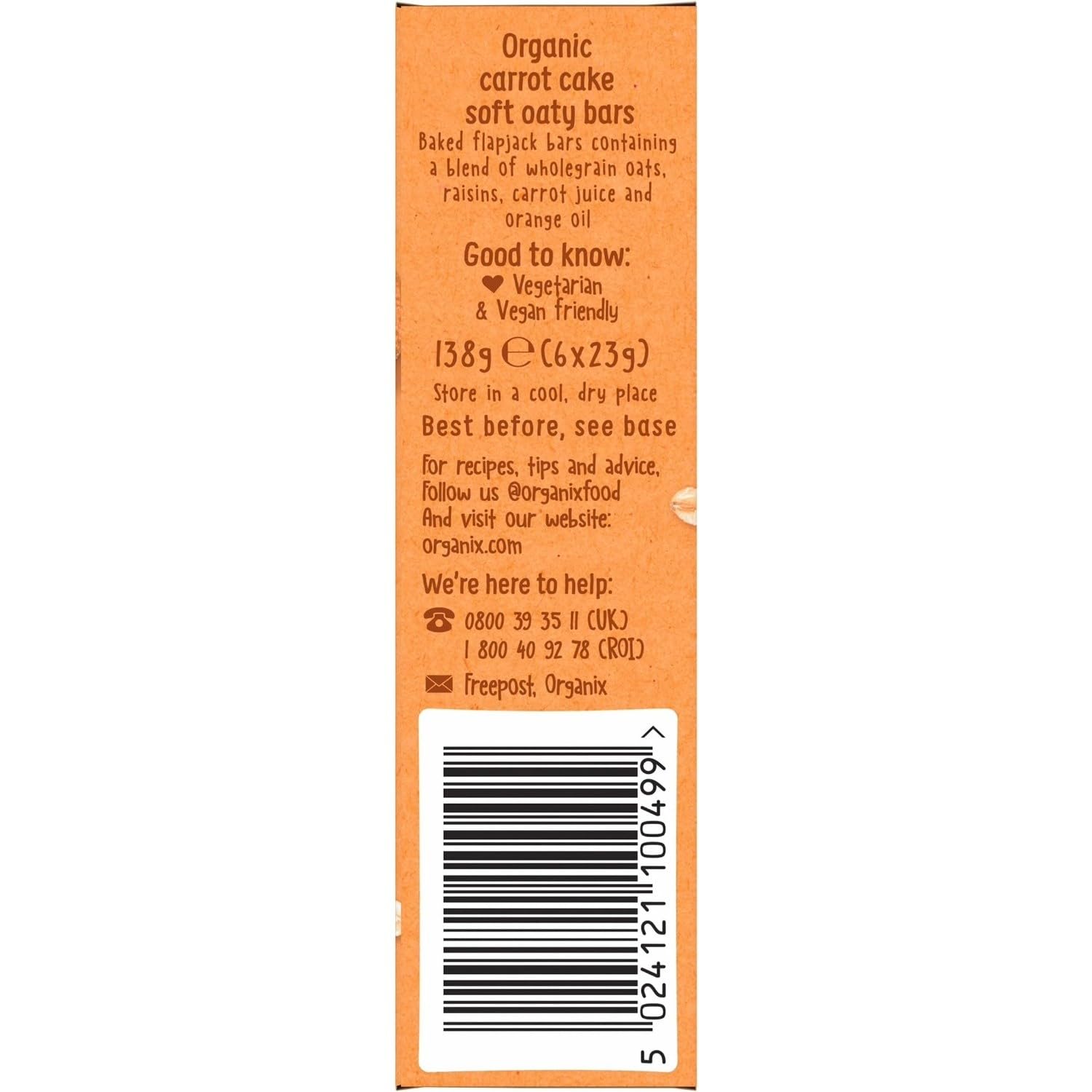Organix Carrot Cake Organic Oaty Snack Bars - 6 Boxes of 6 x 23g 7