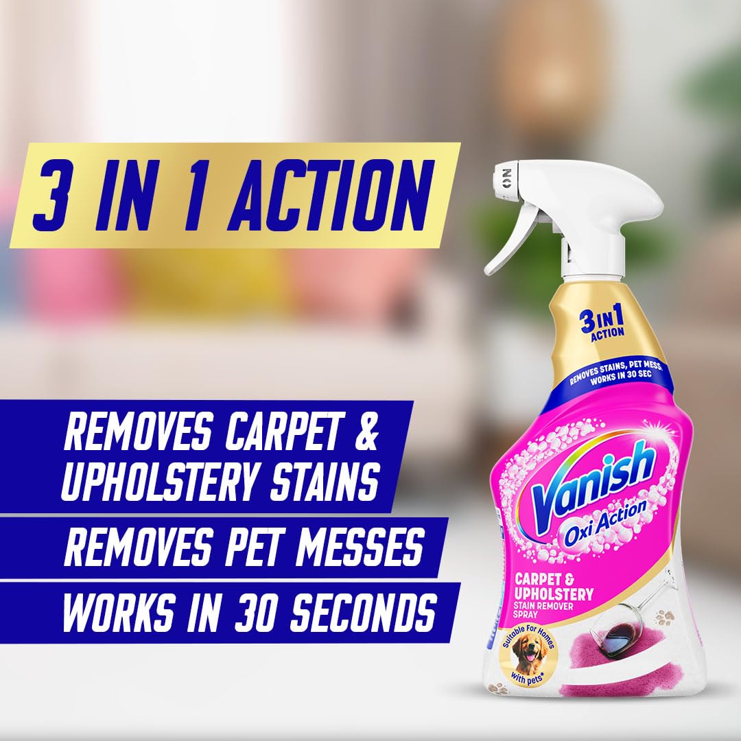 Vanish Gold Oxi Action Upholstery & Carpet Cleaner Spray for Stain Removal | 500 ml Aerosol