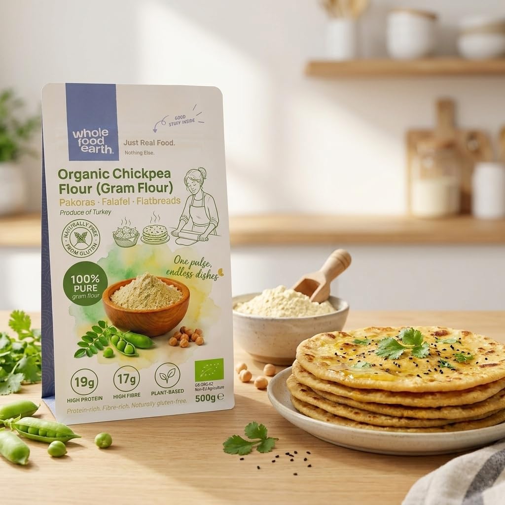 Wholefood Earth Organic Chickpea Flour (Gram Flour) - 500g | Vegan | High Fibre & Protein 4
