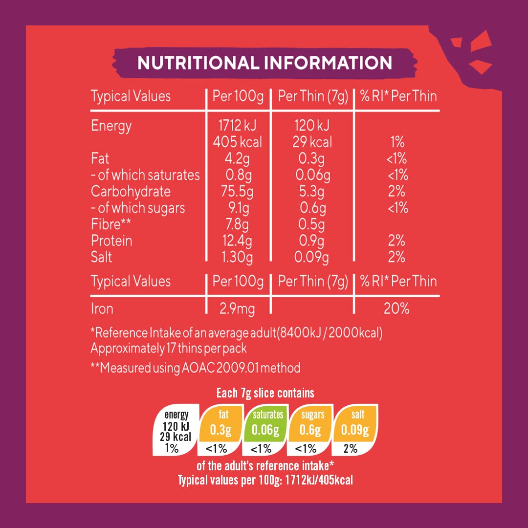 Ryvita Sweet Chilli Thins Flatbreads - Source of Fibre | 6 x 125g Packs | Made in the UK 3