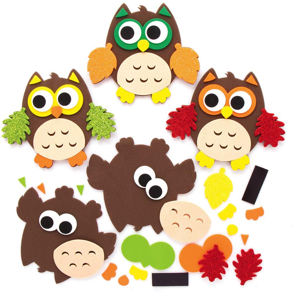 Baker Ross AX161 Autumn Owl Magnet Craft Kit - 8-Pack for Kids 1