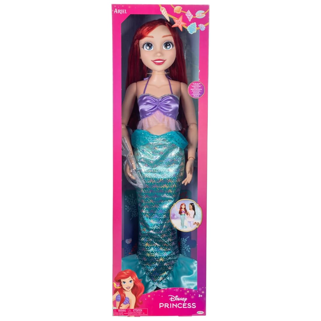 Disney Princess Ariel Playdate Doll by Jakks Pacific - 32-Inch Tall | Fully Poseable | Includes Accessories 7