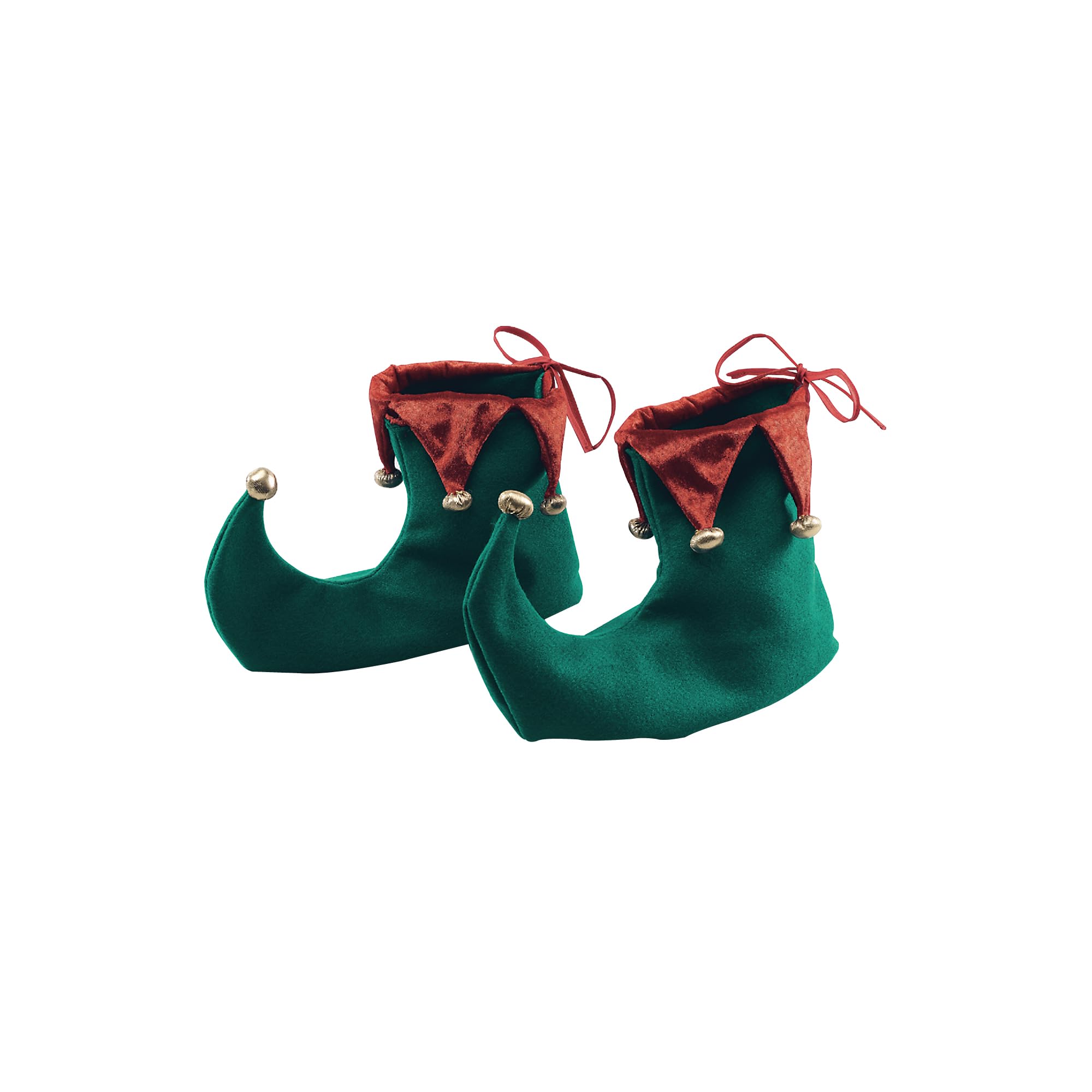Bristol Novelty Christmas Elf Shoes Costume - 1 Pair Adult Unisex Green Red Gold 1