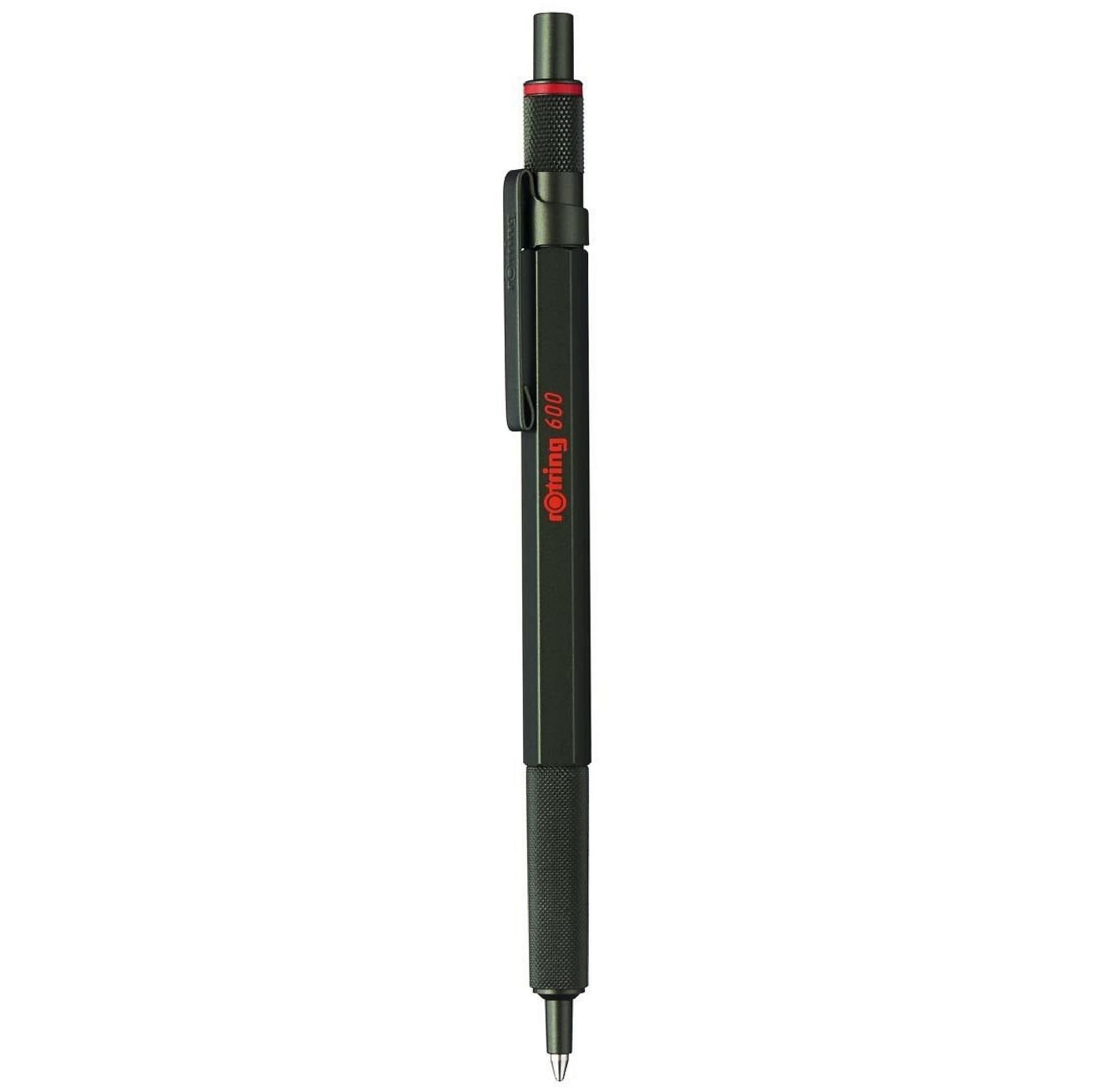 rOtring 600 Retractable Ballpoint Pen - Full Metal Body | Medium Point Black Ink | Green Barrel 1